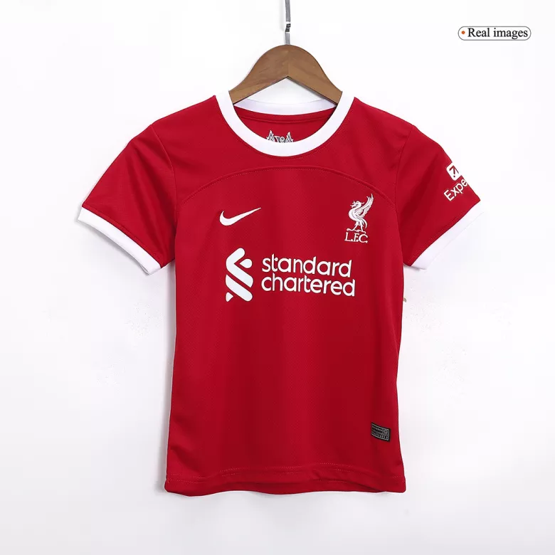 Miniconjunto Liverpool 2023/24 Primera Equipación Local Niño (Camiseta + Pantalón Corto) - camisetasfutbol