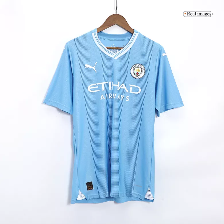 Camiseta Auténtica HAALAND #9 Manchester City 2023/24 Primera Equipación Local Hombre - Versión Jugador - camisetasfutbol