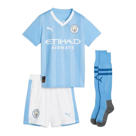 Miniconjunto Completo Manchester City 2023/24 Primera Equipación Local Niño (Camiseta + Pantalón Corto + Calcetines) - camisetasfutbol