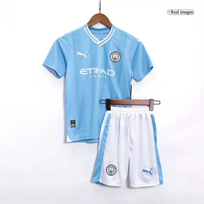 Miniconjunto Completo Manchester City 2023/24 Primera Equipación Local Niño (Camiseta + Pantalón Corto + Calcetines) - camisetasfutbol