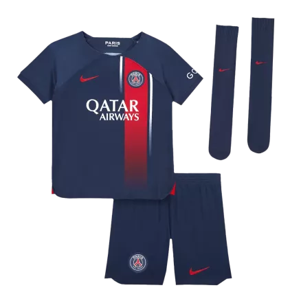 Miniconjunto Completo PSG 2023/24 Primera Equipación Local Niño (Camiseta + Pantalón Corto + Calcetines) - camisetasfutbol