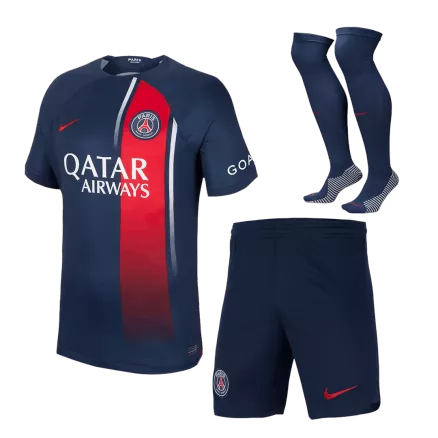 Conjunto Completo PSG 2023/24 Primera Equipación Local Hombre (Camiseta + Pantalón Corto + Calcetines) Nike - camisetasfutbol