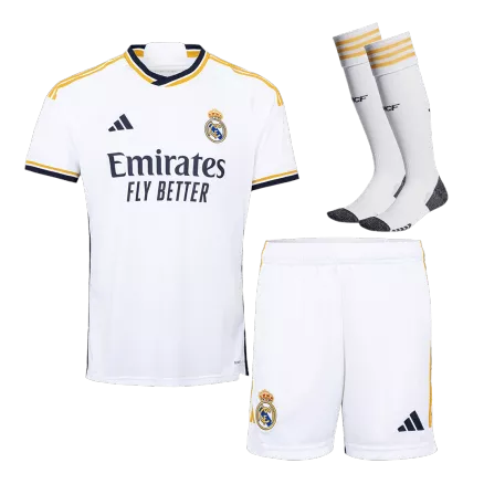 Conjunto Completo Real Madrid 2023/24 Primera Equipación Local Hombre (Camiseta + Pantalón Corto + Calcetines) Adidas - camisetasfutbol
