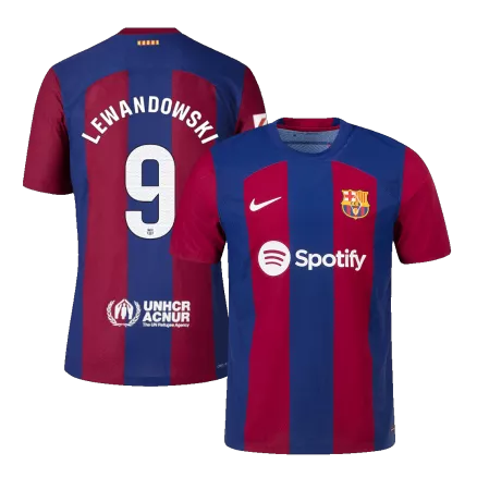 Camiseta Auténtica LEWANDOWSKI #9 Barcelona 2023/24 Primera Equipación Local Hombre - Versión Jugador - camisetasfutbol