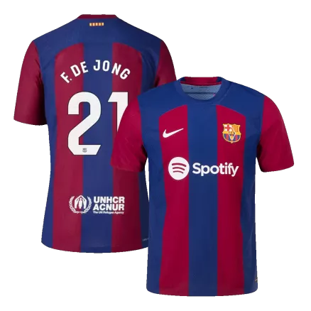 Camiseta Auténtica F. DE JONG #21 Barcelona 2023/24 Primera Equipación Local Hombre - Versión Jugador - camisetasfutbol