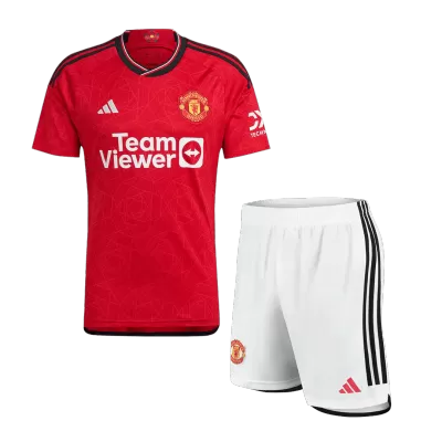 Conjunto Auténtico Manchester United 2023/24 Primera Equipación Local Hombre (Camiseta + Pantalón Corto) - camisetasfutbol