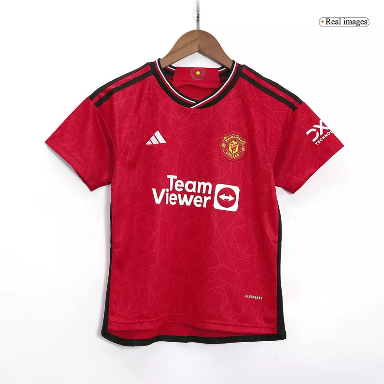 Miniconjunto Manchester United 2023/24 Primera Equipación Local Niño (Camiseta + Pantalón Corto) - camisetasfutbol
