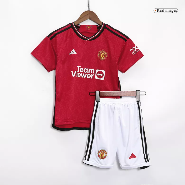 Miniconjunto Manchester United 2023/24 Primera Equipación Local Niño (Camiseta + Pantalón Corto) - camisetasfutbol
