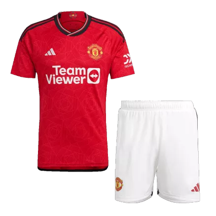 Conjunto Auténtico Manchester United 2023/24 Primera Equipación Local Hombre (Camiseta + Pantalón Corto) - camisetasfutbol