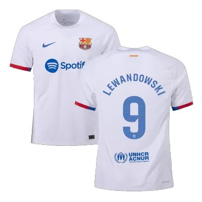 Camiseta Auténtica LEWANDOWSKI #9 Barcelona 2023/24 Segunda Equipación Visitante Hombre - Versión Jugador - camisetasfutbol