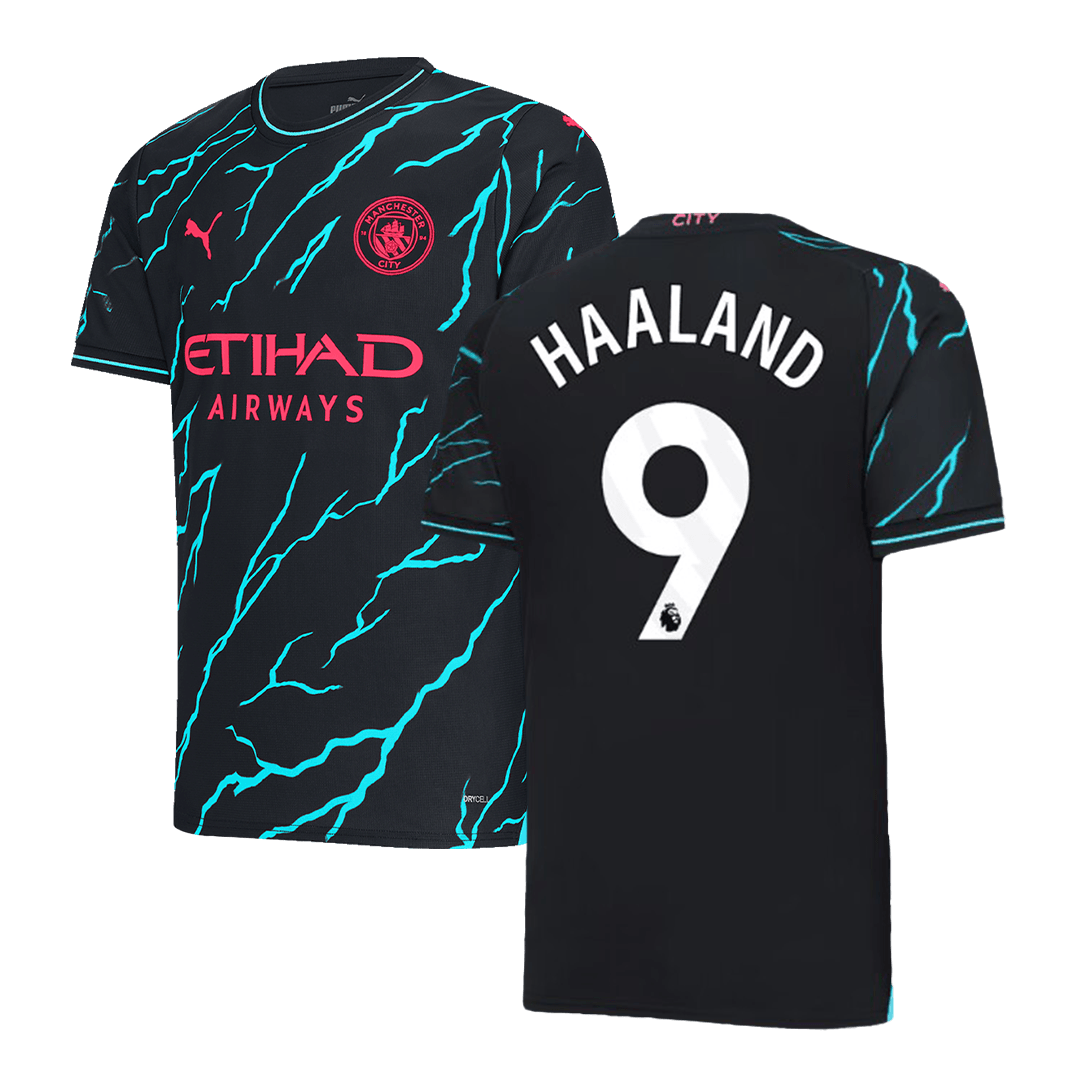 Camiseta 1ª Manchester City Haaland 9 Niño 2022-2023 Manga Corta