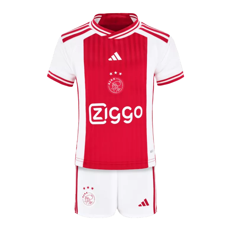 Miniconjunto Completo Ajax 2023/24 Primera Equipación Local Niño (Camiseta + Pantalón Corto + Calcetines) - camisetasfutbol