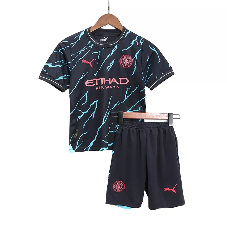 Miniconjunto Completo Manchester City 2023/24 Tercera Equipación Niño (Camiseta + Pantalón Corto + Calcetines) - camisetasfutbol
