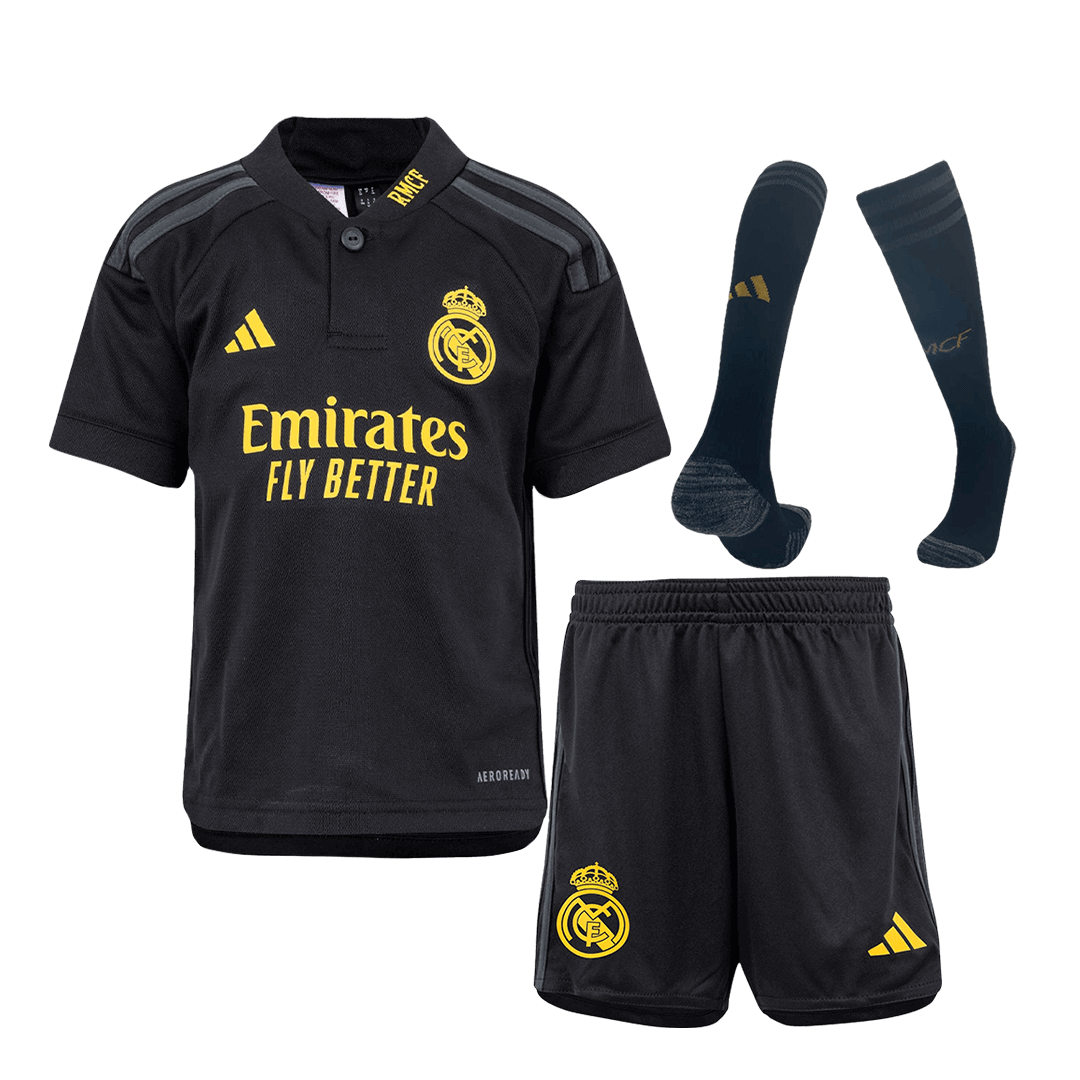 Miniconjunto Completo Real Madrid 2023/24 Tercera Equipación Niño (Camiseta  + Pantalón Corto + Calcetines)