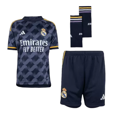 Miniconjunto Completo Real Madrid 2023/24 Segunda Equipación Visitante Niño (Camiseta + Pantalón Corto + Calcetines) - camisetasfutbol