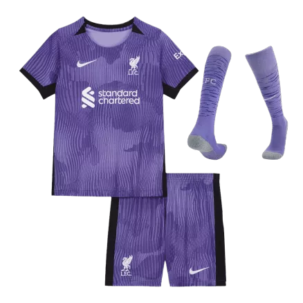 Miniconjunto Completo Liverpool 2023/24 Tercera Equipación Niño (Camiseta + Pantalón Corto + Calcetines) - camisetasfutbol