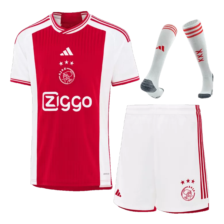Conjunto Completo Ajax 2023/24 Primera Equipación Local Hombre (Camiseta + Pantalón Corto + Calcetines) - camisetasfutbol