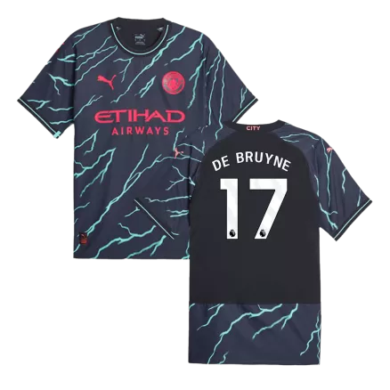 Camiseta Auténtica DE BRUYNE #17 Manchester City 2023/24 Tercera Equipación Hombre - Versión Jugador - camisetasfutbol