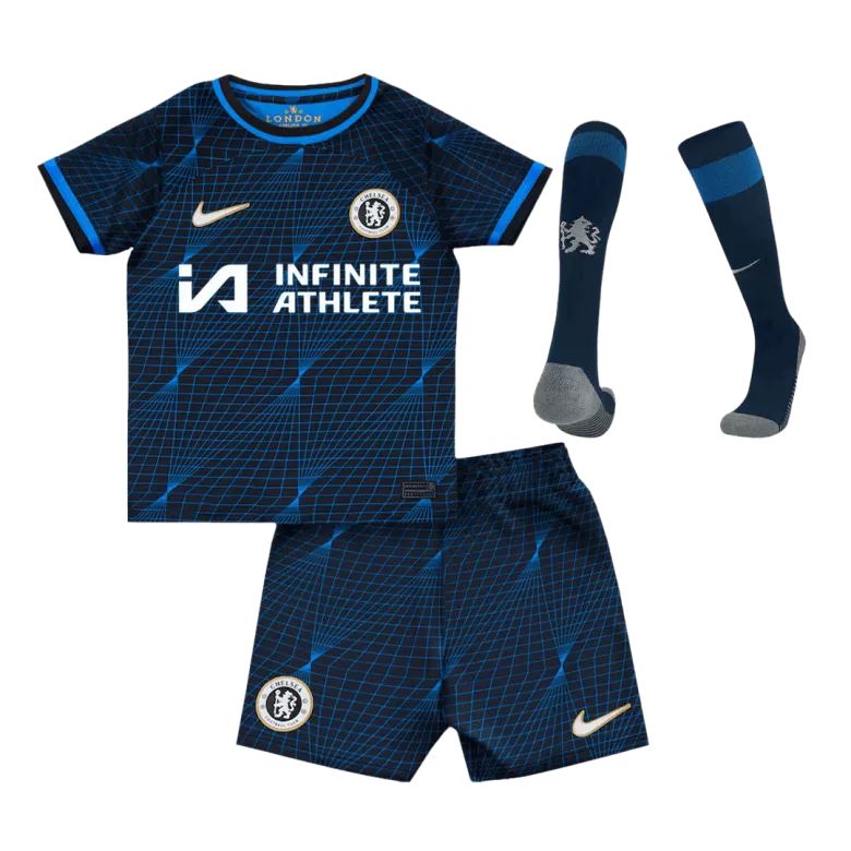 Miniconjunto Completo Chelsea 2023/24 Segunda Equipación Visitante Niño (Camiseta + Pantalón Corto + Calcetines) - camisetasfutbol