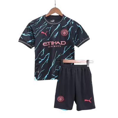 Miniconjunto Manchester City 2023/24 Tercera Equipación Niño (Camiseta + Pantalón Corto) - camisetasfutbol