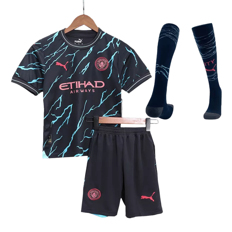 Miniconjunto Completo Manchester City 2023/24 Tercera Equipación Niño (Camiseta + Pantalón Corto + Calcetines) - camisetasfutbol