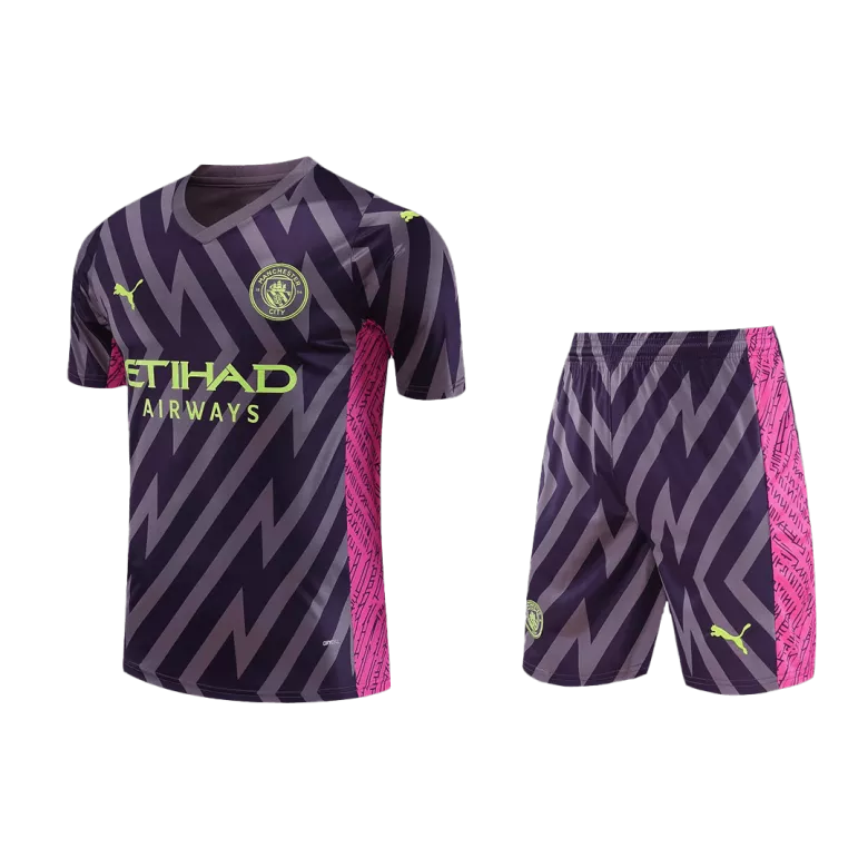 Conjunto Manchester City 2023/24 Portero Hombre (Camiseta + Pantalón Corto) - camisetasfutbol