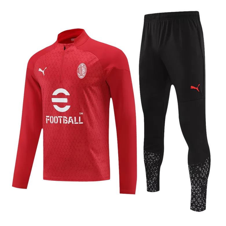 Conjunto Entrenamiento AC Milan 2023/24 Hombre (Chándal de Media Cremallera + Pantalón) - camisetasfutbol