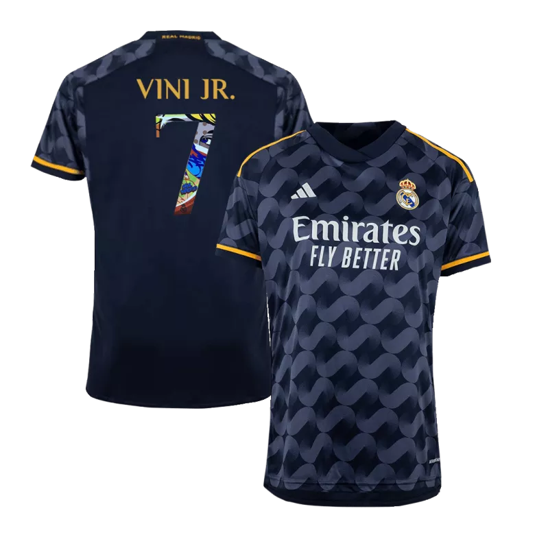 Camiseta VINI JR. #7 Real Madrid Sen2 Font 2023/24 Segunda Equipación Visitante Hombre - Versión Hincha - camisetasfutbol