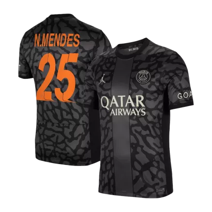 UCL Camiseta N.MENDES #25 PSG 2023/24 Tercera Equipación Hombre - Versión Hincha - camisetasfutbol
