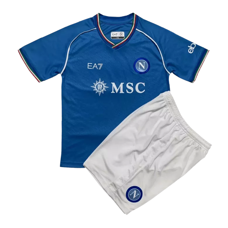Miniconjunto Completo Napoli 2023/24 Primera Equipación Local Niño (Camiseta + Pantalón Corto + Calcetines) - camisetasfutbol
