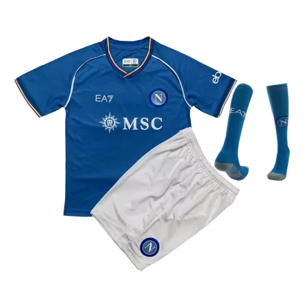 Miniconjunto Completo Napoli 2023/24 Primera Equipación Local Niño (Camiseta + Pantalón Corto + Calcetines) - camisetasfutbol
