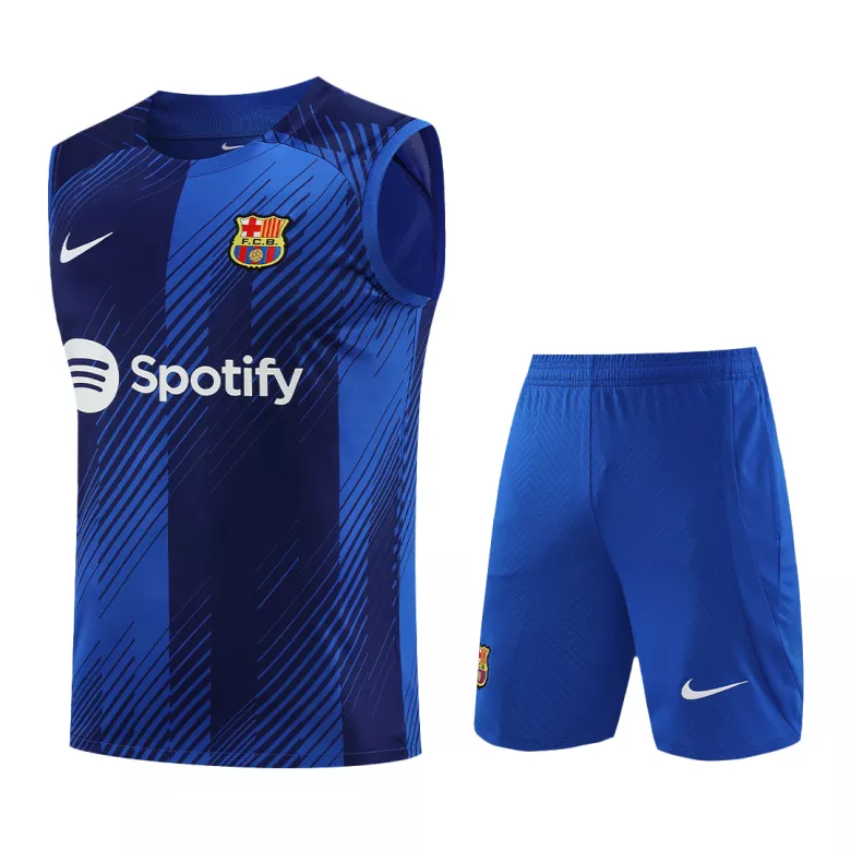 Conjunto Entrenamiento Barcelona 2023/24 Hombre (Camiseta Sin Mangas + Pantalón Corto) - camisetasfutbol