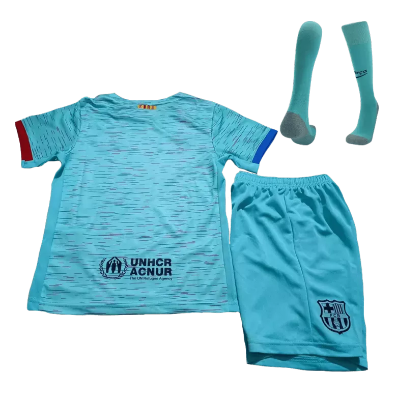 Miniconjunto Completo Barcelona 2023/24 Tercera Equipación Niño (Camiseta + Pantalón Corto + Calcetines) - camisetasfutbol
