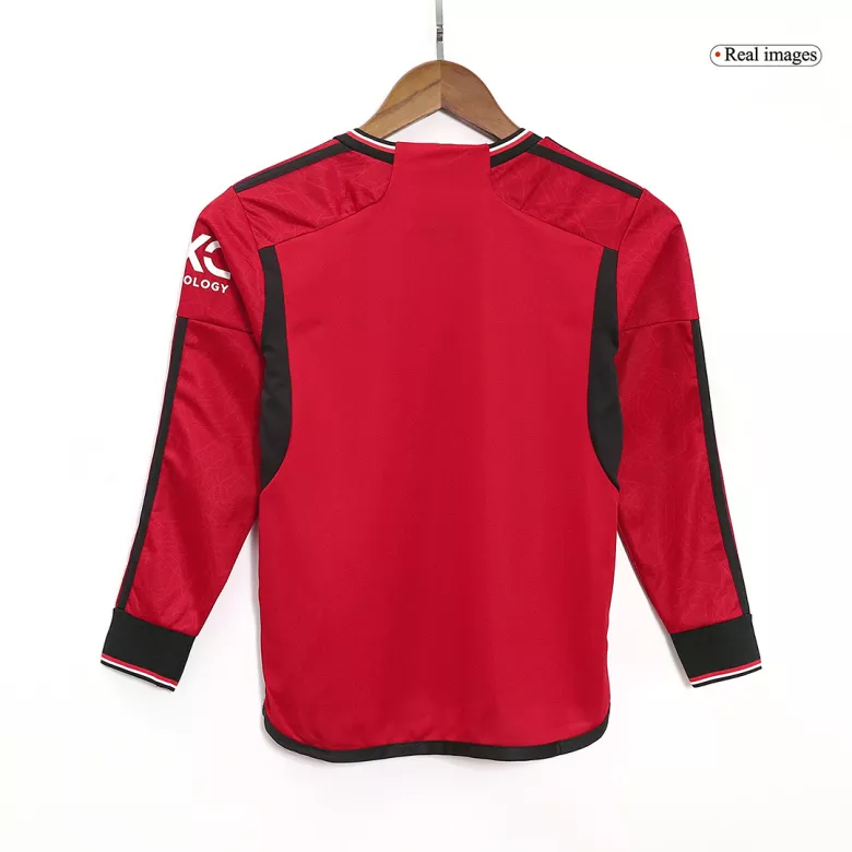Miniconjunto Manchester United 2023/24 Primera Equipación Manga Larga Local Niño (Camiseta + Pantalón Corto) - camisetasfutbol