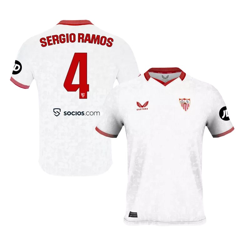 Camiseta SERGIO RAMOS #4 Sevilla 2023/24 Primera Equipación Local Hombre - Versión Hincha - camisetasfutbol