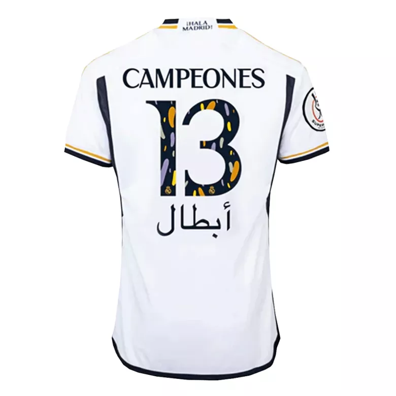 Camiseta CAMPEONES #13 Real Madrid 2023/24 Primera Equipación Local Hombre - Versión Hincha - camisetasfutbol