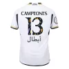 Camiseta Auténtica CAMPEONES #13 Real Madrid 2023/24 Primera Equipación Local Hombre - Versión Jugador - camisetasfutbol