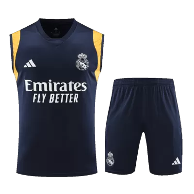 Conjunto Entrenamiento Real Madrid 2023/24 Hombre (Camiseta Sin Mangas + Pantalón Corto) - camisetasfutbol