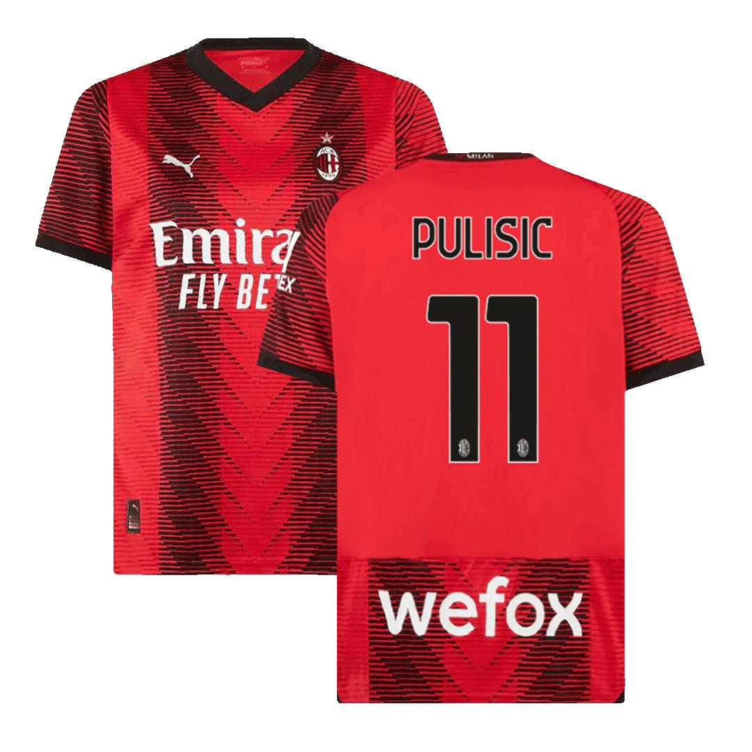 Camiseta PULISIC #11 AC Milan 2023/24 Primera Equipación Local Hombre ...