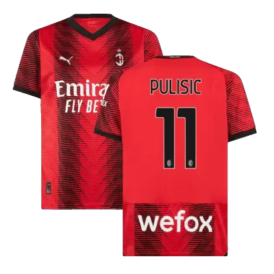 Camiseta PULISIC #11 AC Milan 2023/24 Primera Equipación Local Hombre - Versión Hincha - camisetasfutbol