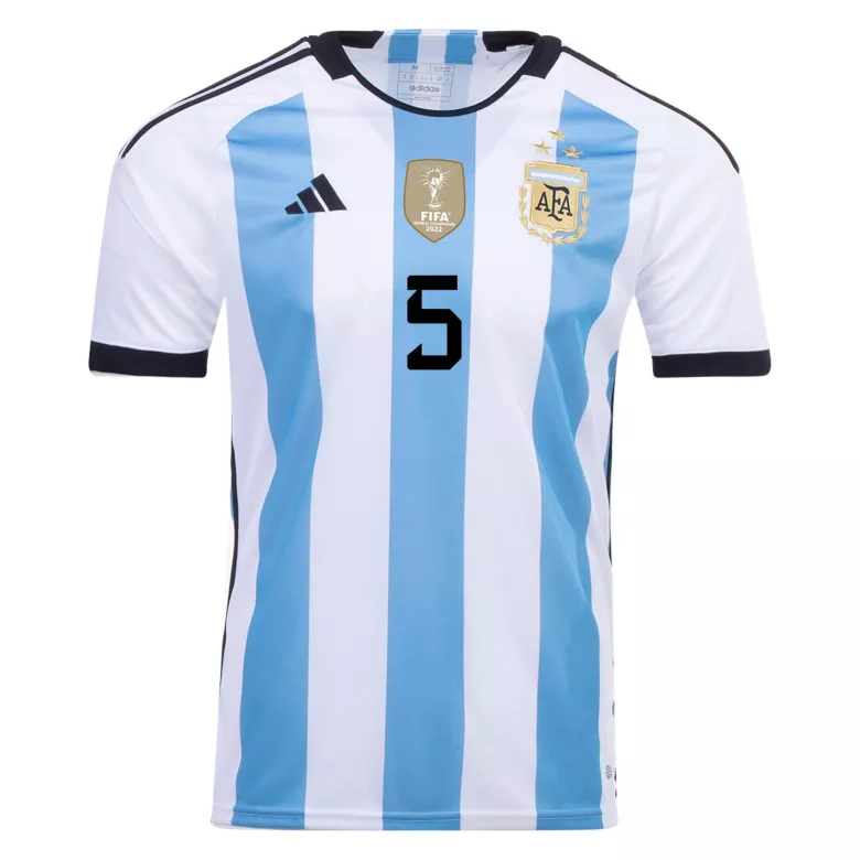Tres Estrellas Camiseta Futbol Local de Hombre Argentina 2022 con Número de PAREDES #5 - camisetasfutbol