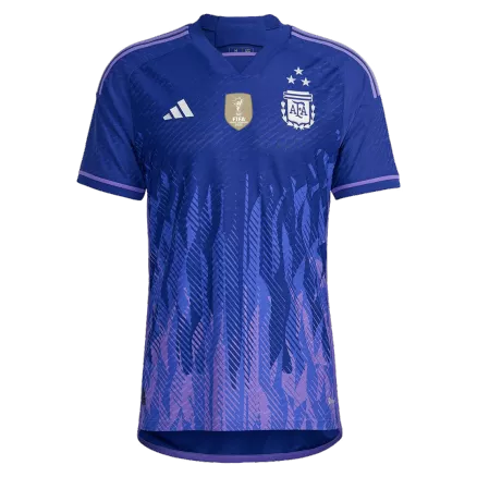 Camiseta de Futbol Visitante Argentina 2022 Copa del Mundo para Hombre - Versión Jugador Edición Campeón Personalizada - camisetasfutbol