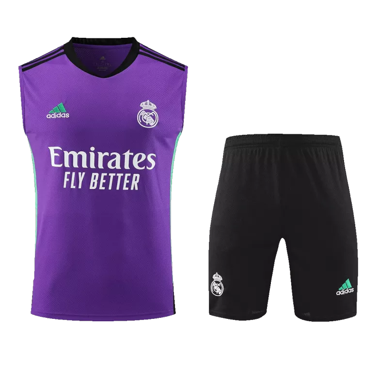 Conjunto Entrenamiento Real Madrid 2022/23 Hombre (Camiseta Sin Mangas + Pantalón Corto) - camisetasfutbol