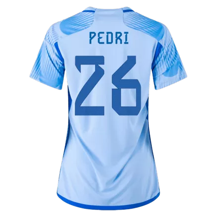 Camiseta PEDRI #26 España 2022 Segunda Equipación Visitante Copa del Mundo Mujer - Versión Hincha - camisetasfutbol