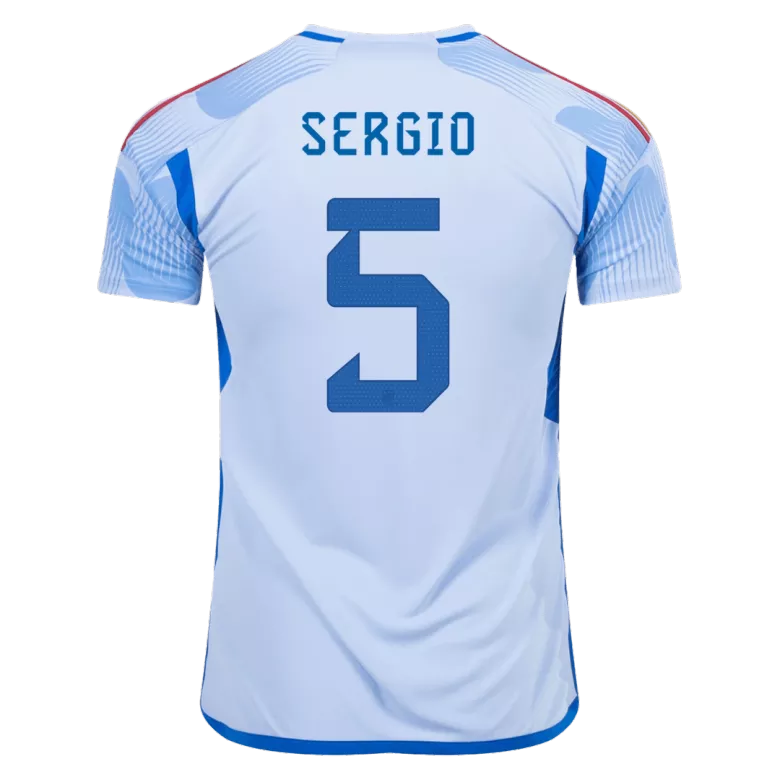 Camiseta Futbol Visitante Copa del Mundo de Hombre España 2022 con Número de SERGIO #5 - camisetasfutbol