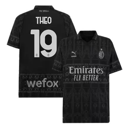 Camiseta THEO #19 AC Milan X Pleasures 2023/24 Cuarta Equipación Hombre - Dark version - camisetasfutbol