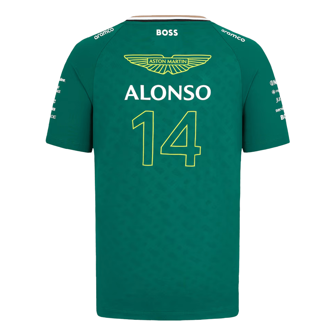 Calidad Premium Camiseta de Aston Martin Aramco Cognizant F1 Racing Team Fernando Alonso Driver T-Shirt Hombre - camisetasfutbol