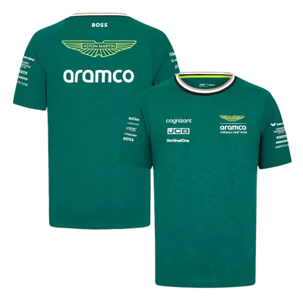Camiseta de Aston Martin Aramco F1 Racing Team T-Shirt 2024 Green Hombre Rosa - camisetasfutbol