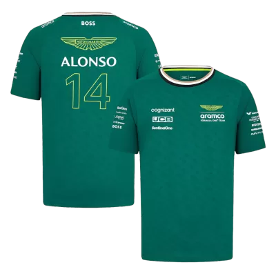 Calidad Premium Camiseta de Aston Martin Aramco Cognizant F1 Racing Team Fernando Alonso Driver T-Shirt 2024 Hombre - camisetasfutbol