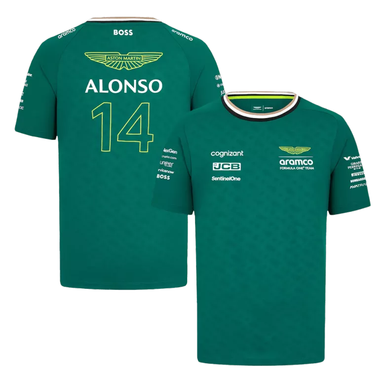 Camiseta de Aston Martin Aramco Cognizant F1 Racing Team Fernando Alonso Driver T-Shirt 2024 Hombre - camisetasfutbol